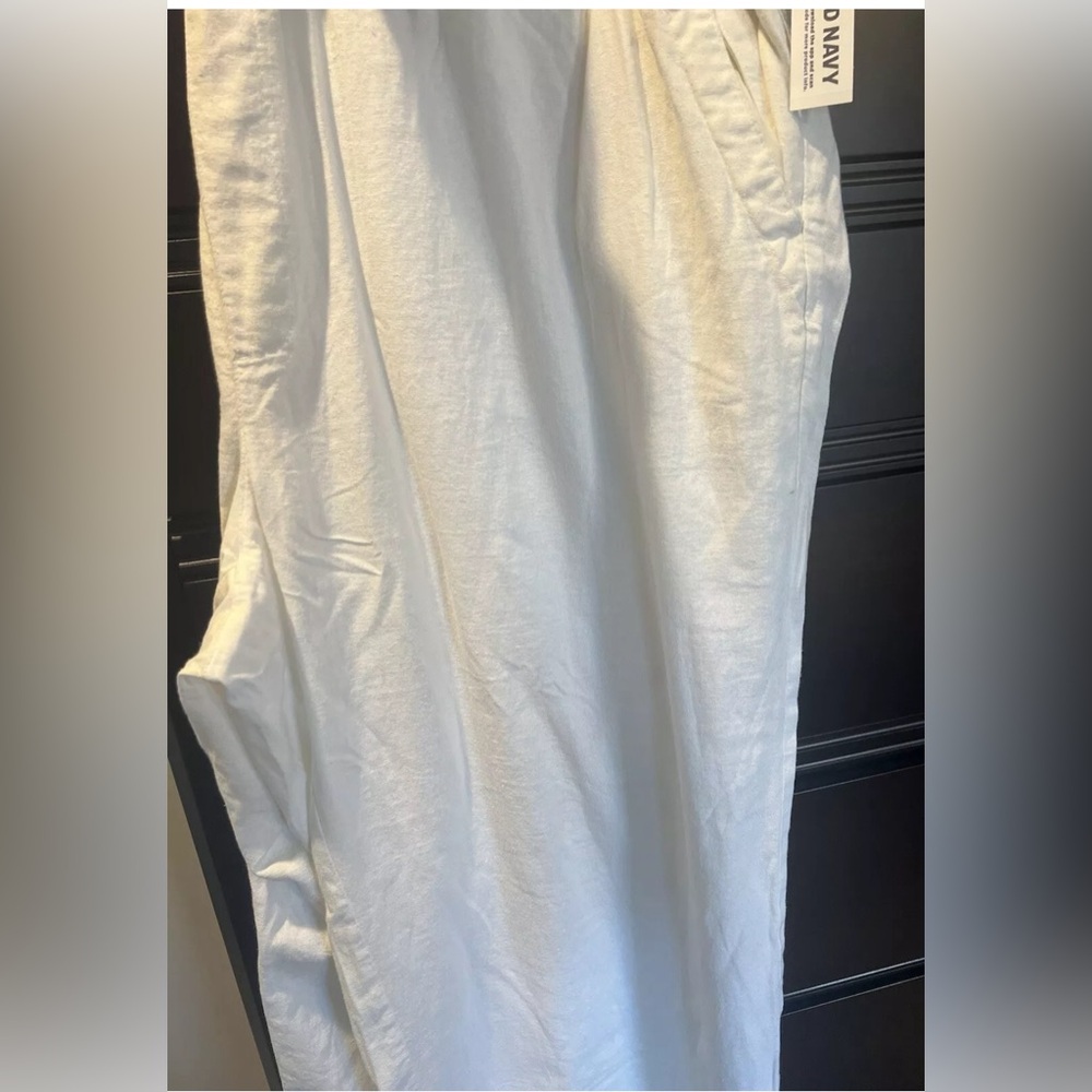 NWT Old Navy High-Waisted Linen-Blend Wide-Leg Pants/White /3x
